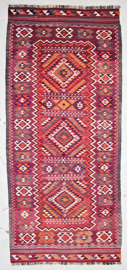 Semi-Antique Central Asian Kilim: 4'7'' x 10'2'' (140 x: Semi-Antique Central Asian Kilim, Afghanistan: 4'7'' x 10'2'' (140 x 310 cm). Provenance: Estate of Professor Louis Flam.