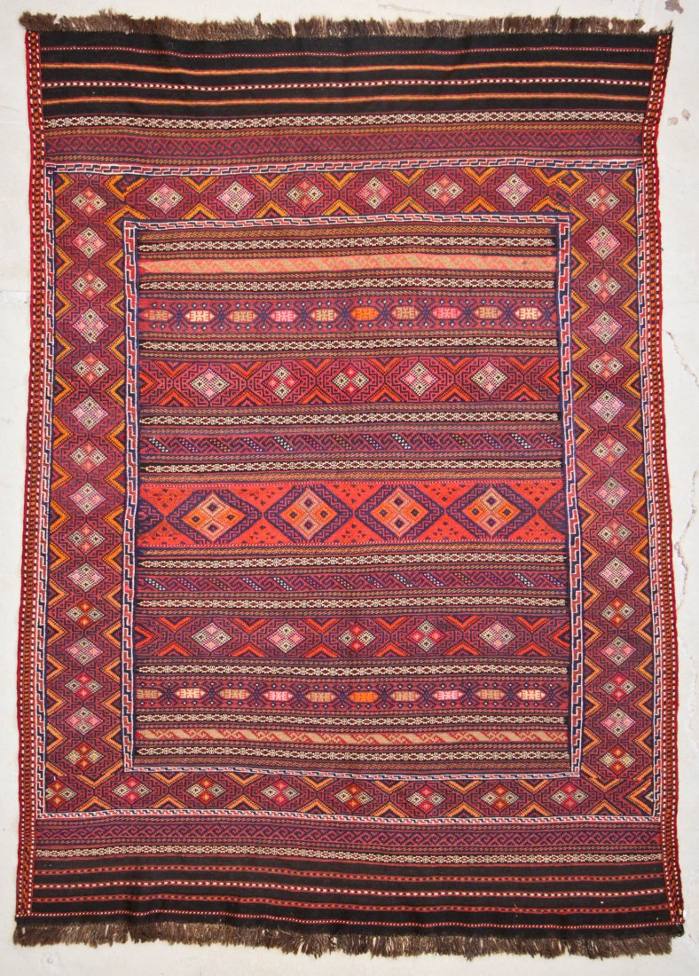 Vintage Afghan Kilim: 5'6'' x 7'5'' (168 x 226 cm) (1 of 4)