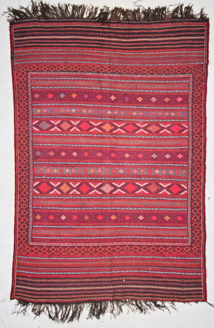 Vintage Afghan Kilim: 6'7'' x 9'3'' (201 x 282 cm) (1 of 4)