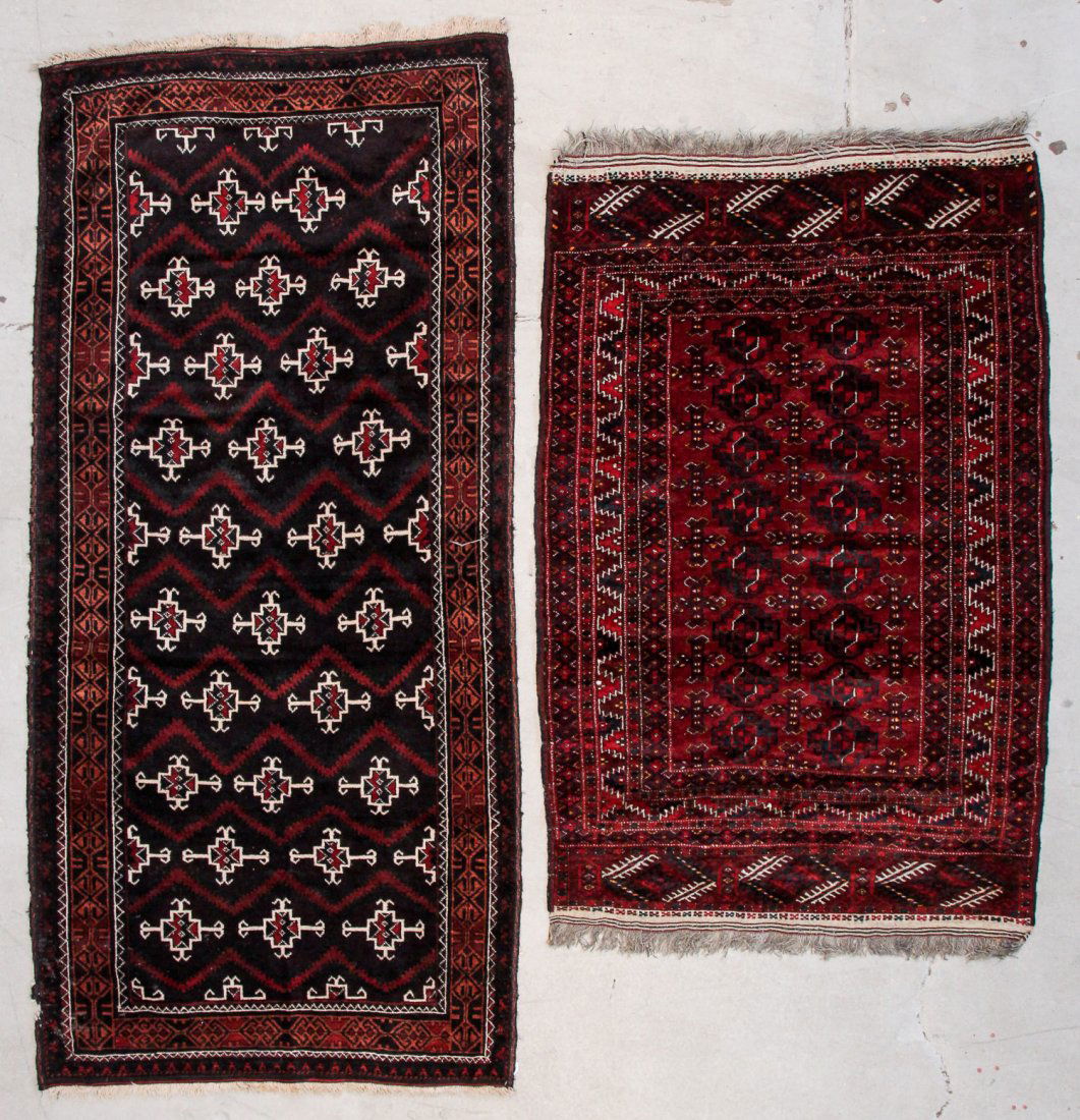 2 Semi-Antique Beluch Rugs, Afghanistan: 2 Semi-Antique Beluch Rugs, Afghanistan. Largest Size: 3'7'' x 7'7'' (109 x 231 cm). Provenance: Estate of Professor Louis Flam.