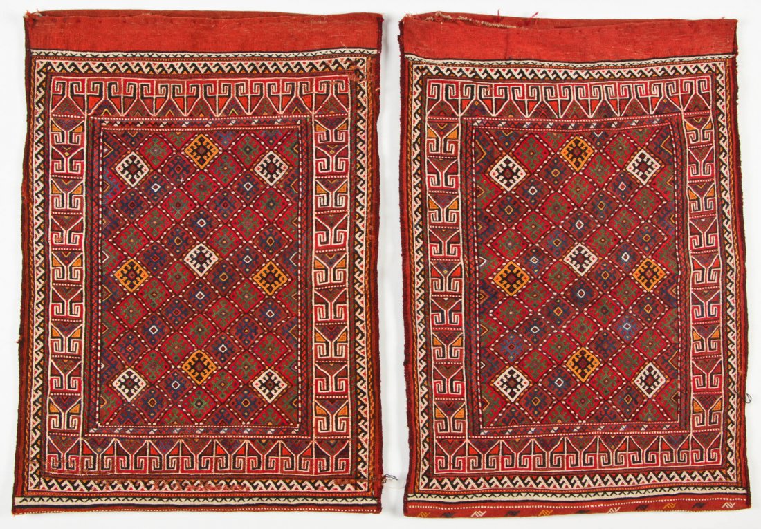 Pair of Semi-Antique Central Asian Sumak Rugs: Pair of Semi-Antique Central Asian Sumak Rugs, Afghanistan. Largest Size: 2'4'' x 3'4'' (71 x 102 cm). Provenance: Estate of Professor Louis Flam.
