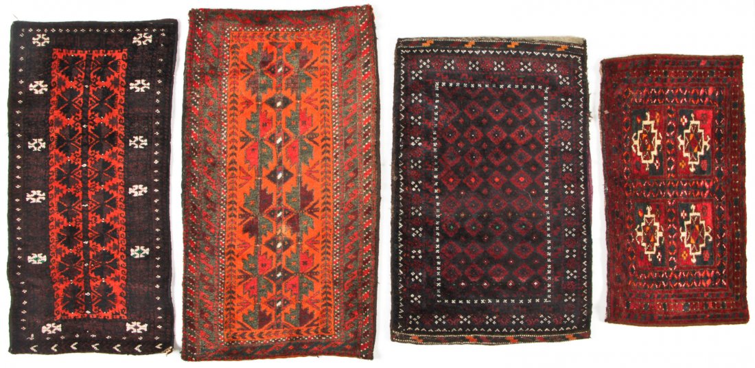4 Semi-Antique Beluch Rugs, Afghanistan: 4 Semi-Antique Beluch Rugs, Afghanistan. Largest Size: 3'2'' x 1'9'' (97 x 53 cm). Provenance: Estate of Professor Louis Flam.