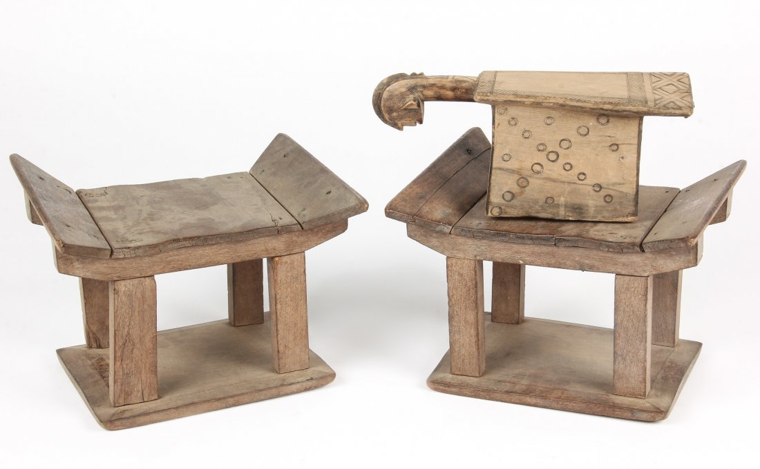 3 Old West African Village Stools (1 of 2)