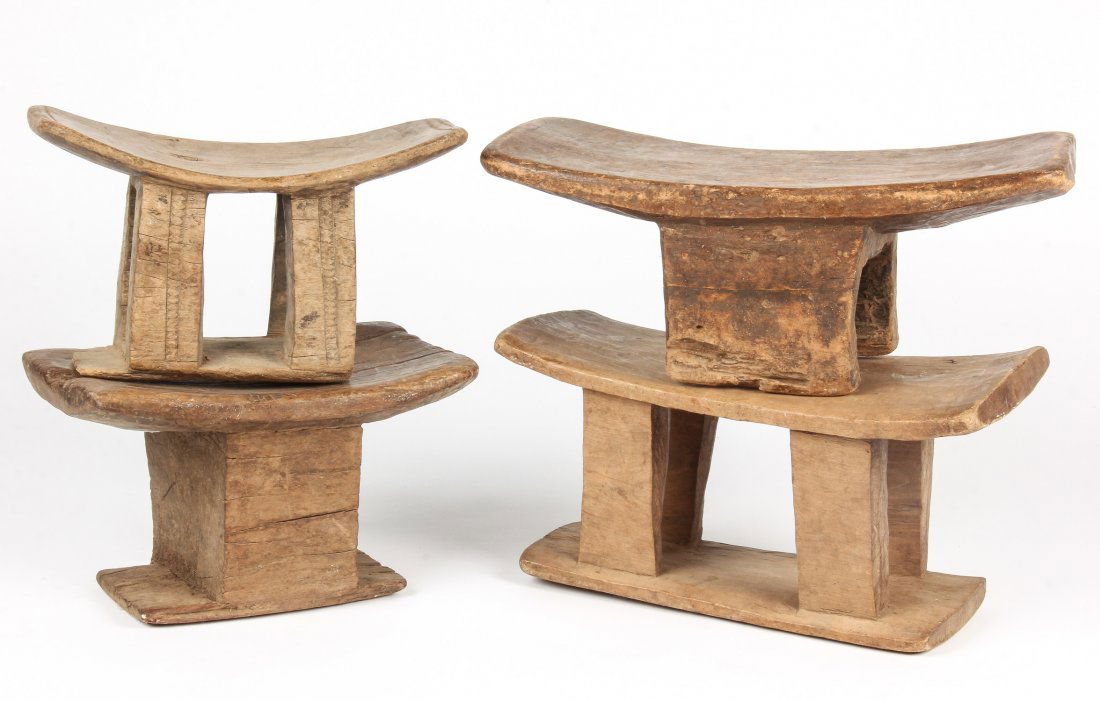 4 Old West African Village Stools (1 of 2)