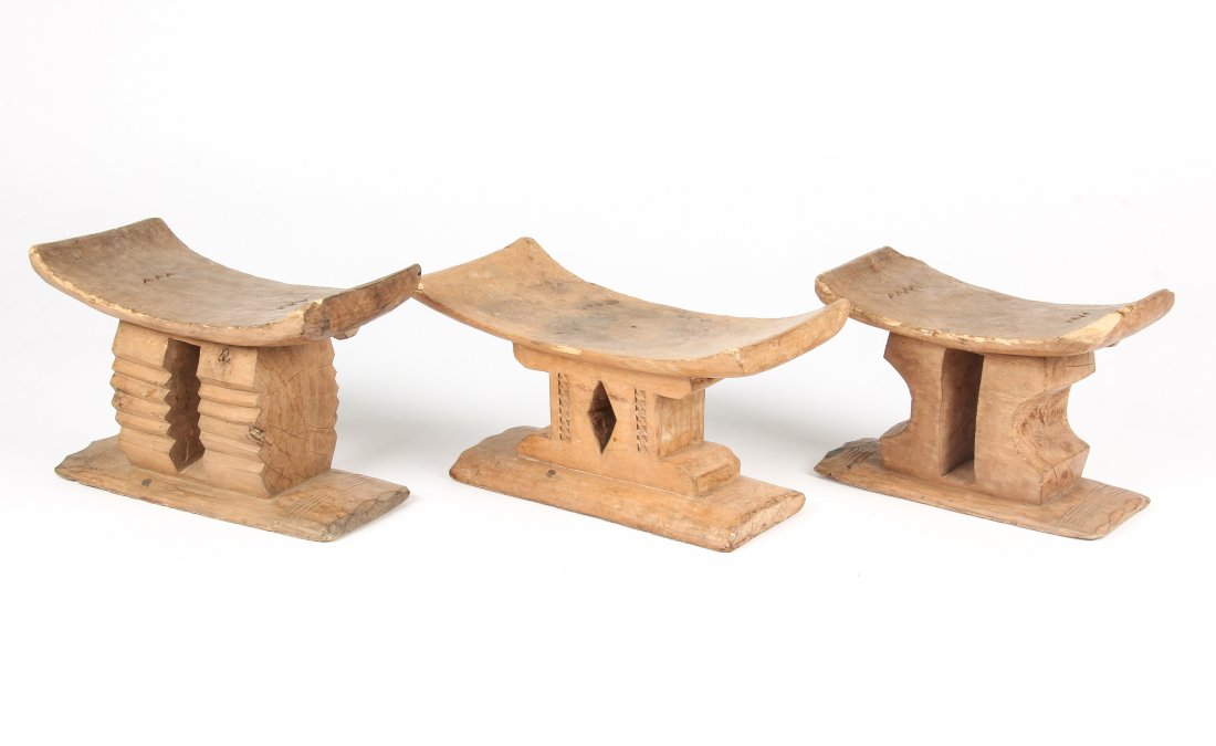 3 Old West African Ashanti Village Stools (1 of 2)