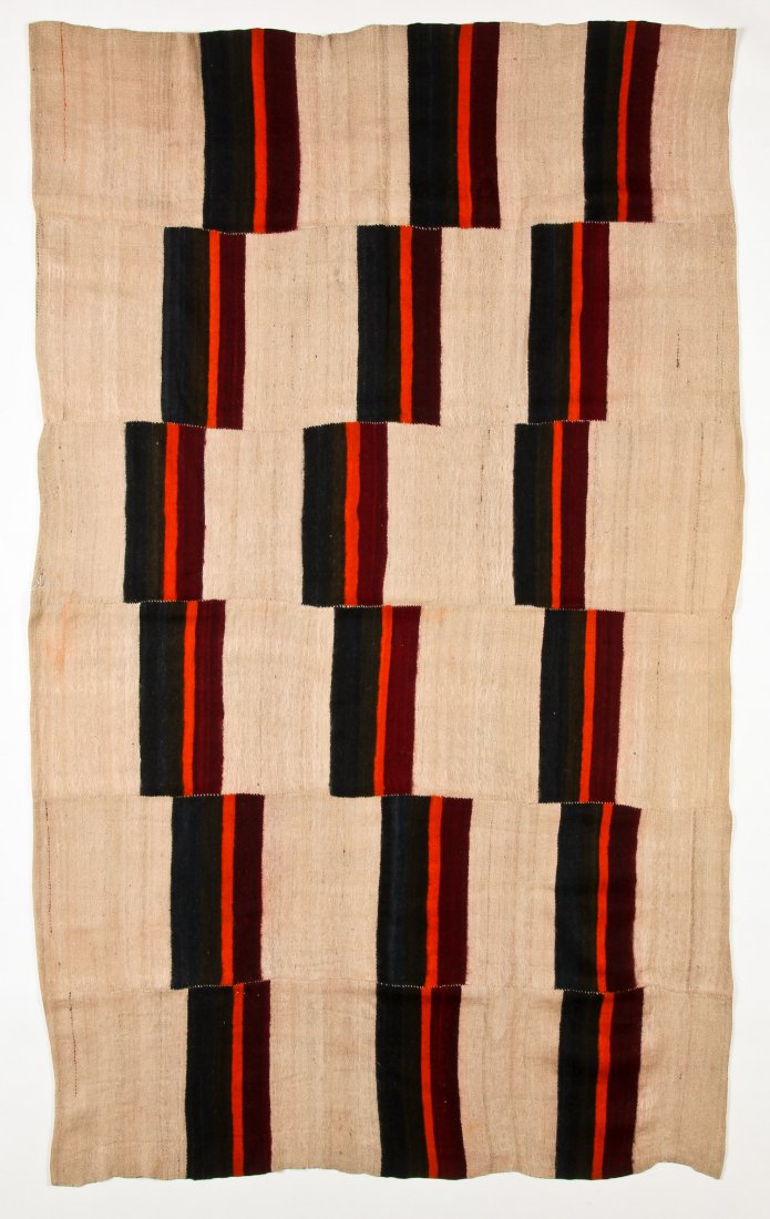 Dolpo Blanket, Nepal/Tibet Border Region: Dolpo blanket, Nepal/Tibet border region, 6-panel, sheep's wool, early-mid 20th C. Size: 49'' x 80'' (124 x 203 cm).