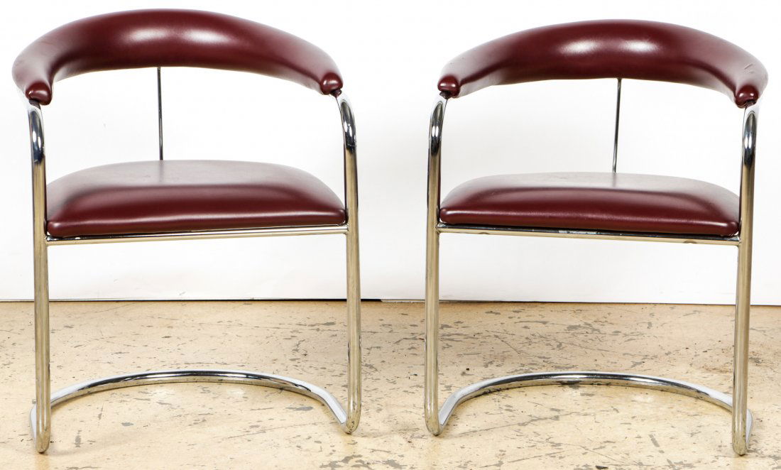 Pair Anton Lorenz for Thonet Tubular Steel Chairs: Pair Anton Lorenz for Thonet Tubular Steel Chairs. Labeled. Each Size: 29.5'' x 23'' x 20.5'' (75 x 58 x 52 cm).