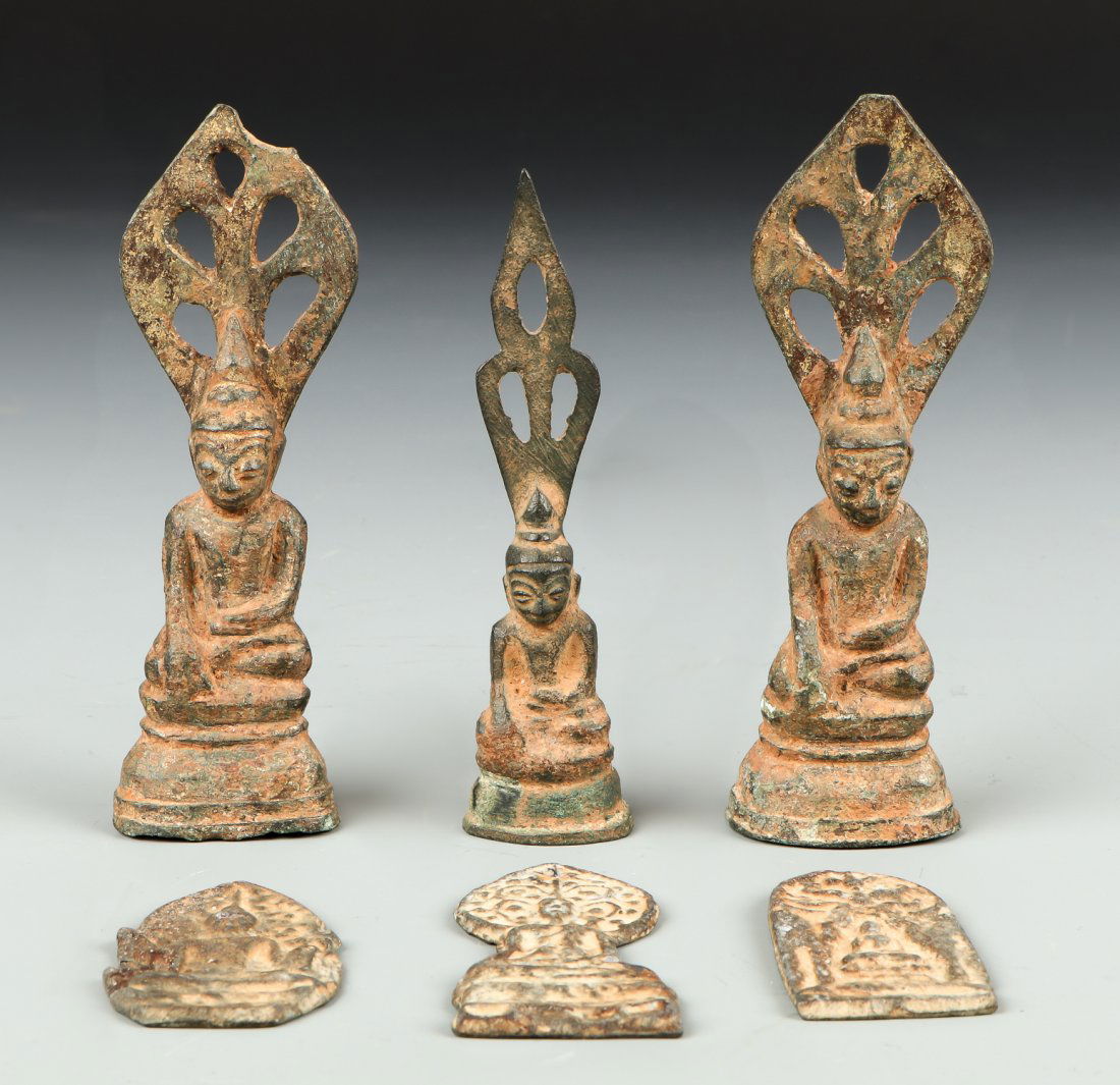 Six 19th C. Burmese Bronze Buddhas and Amulets (1 of 3)