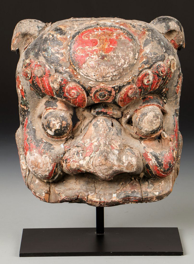 Antique Sino-Tibetan Polychrome Mask (1 of 3)