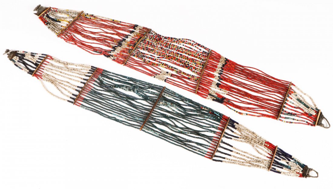 2 Old Konyak Naga Glass Bead Belts (1 of 2)