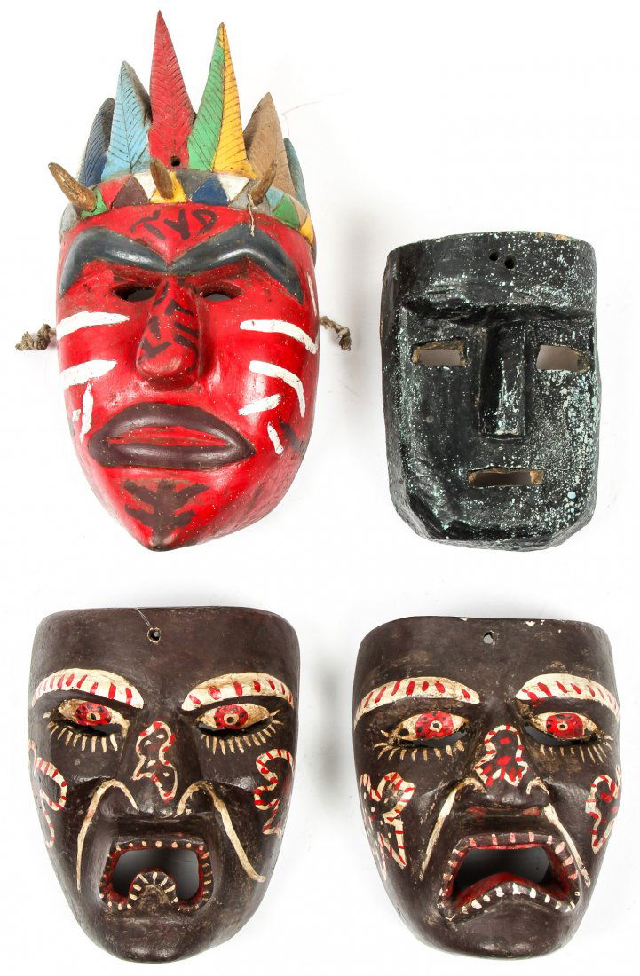 4 Vintage Mexican Dance Masks (1 of 6)