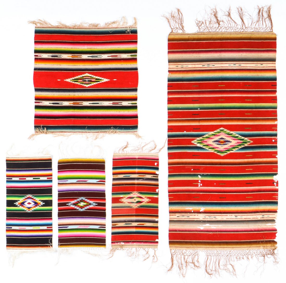 Lot of 5 Vintage/Antique Mexican Saltillo Style (1 of 6)
