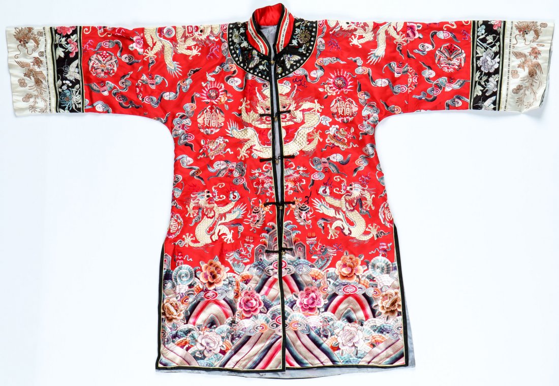 Antique Chinese Silk Embroidered Dragon Robe (1 of 4)