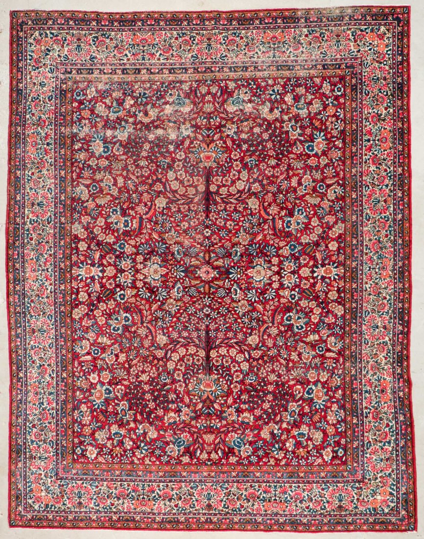 Semi-Antique Kerman Rug: 11'4'' x 8'10'' (345 x 269 cm) (1 of 5)