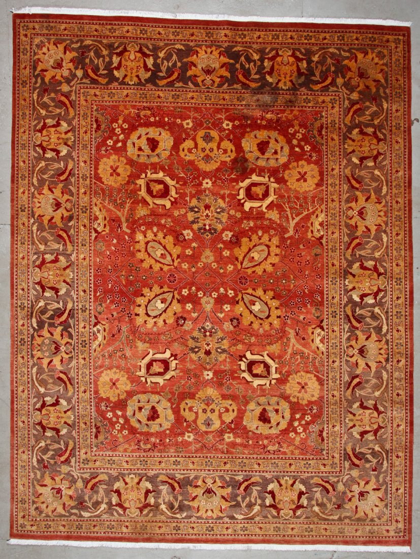 Vintage Agra Rug: 9'0'' x 11'10'' (274 x 361 cm): Vintage Agra Rug: 9'0'' x 11'10'' (274 x 361 cm), India, stains.