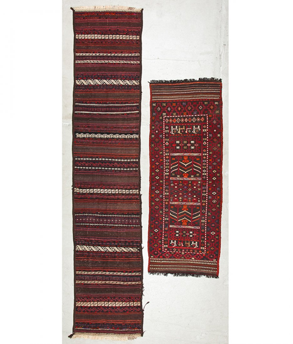 2 Vintage Afghan Flat-Weave Rugs (1 of 5)
