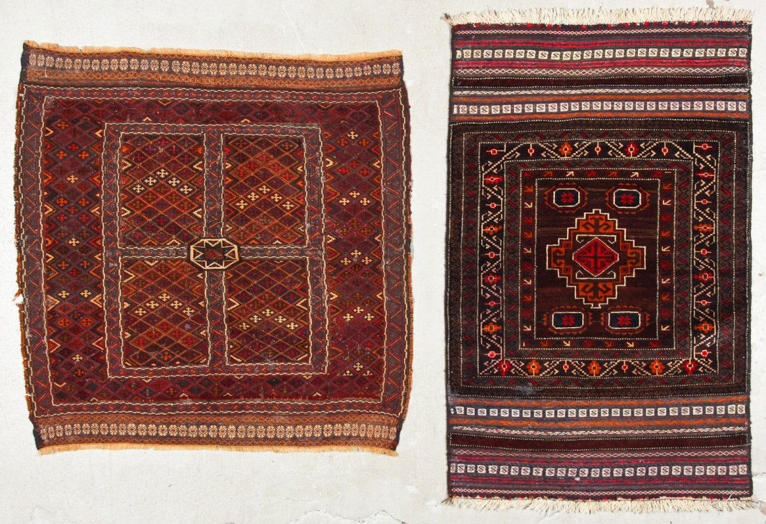 2 Vintage Afghan Mixed Weave Rugs (1 of 9)