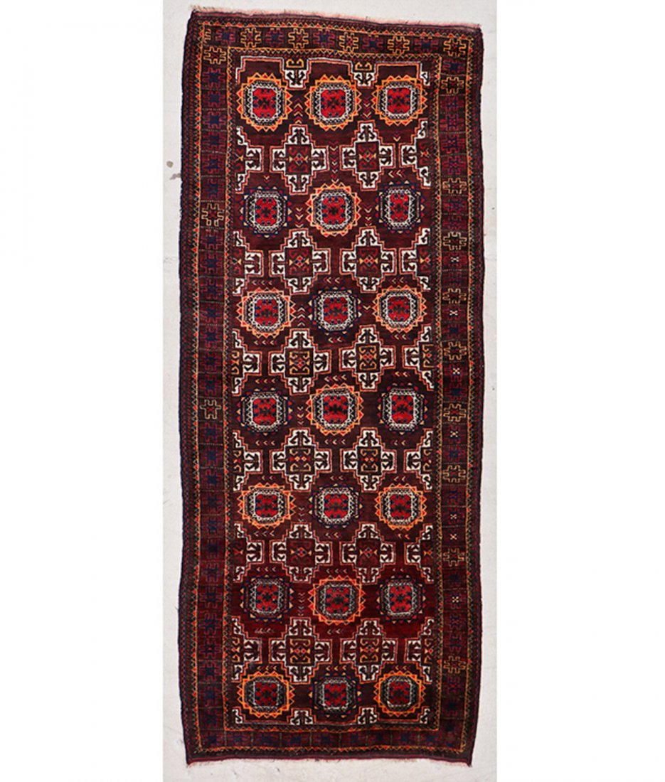 Semi-Antique Beluch Rug: 9'2'' x 3'9'' (279 x 114 cm): Semi-Antique Beluch Rug, Afghanistan: 9'2'' x 3'9'' (279 x 114 cm). Provenance: Estate of Professor Louis Flam.