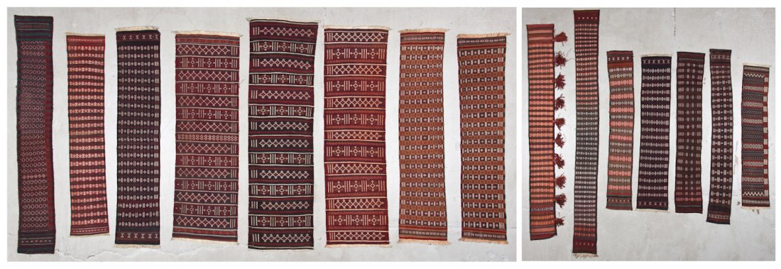 15 Semi-Antique Central Asian Kilims: Collection of 15 Semi-Antique Central Asian Kilims, early 20th c. Largest size: 9'11'' x 11'' (302 x 28 cm). Provenance: Estate of Professor Louis Flam.