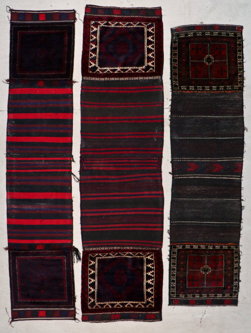 3 Semi-Antique Afghan Beluch Double Saddle Bags (1 of 8)