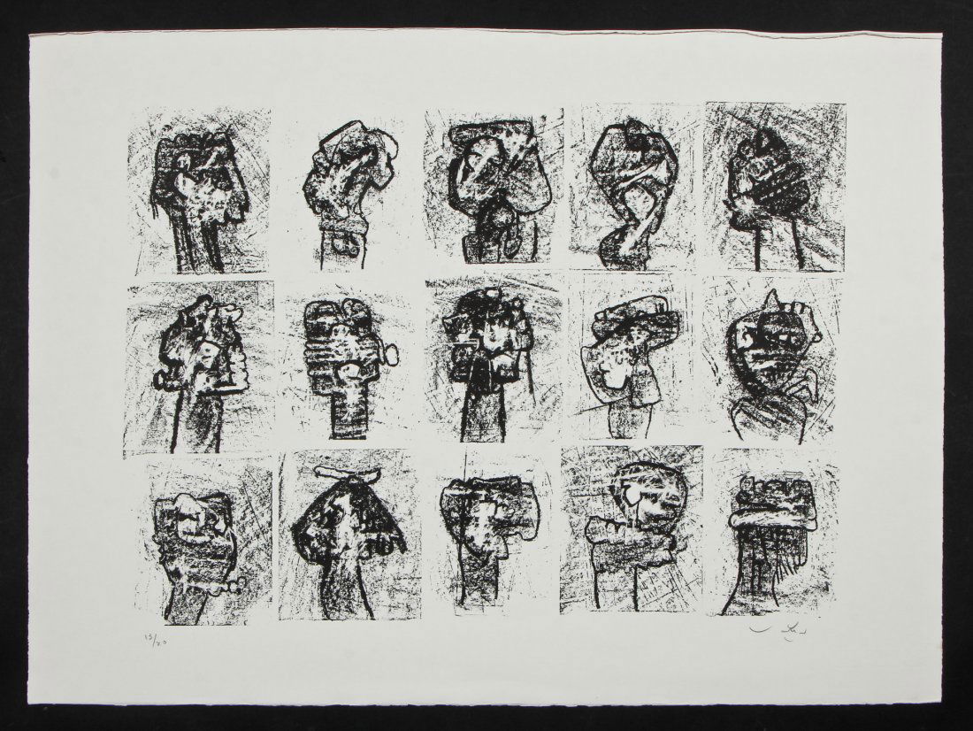 Roberto Matta (1911-2002) Litho from "Heads" series: Roberto Matta (Chilean, 1911-2002) Lithograph from the series "Heads", signed and numbered 14/20. Size: 22" x 30", 56 x 76 cm (sheet).
