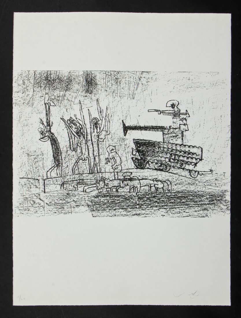 Roberto Matta (1911-2002) Litho from "Tank" series: Roberto Matta (Chilean, 1911-2002) Lithograph from the series "Tanks", signed and numbered 18/20. Size: 15" x 22", 38 x 56 cm (image), 30" x 22", 76 x 56 cm (sheet).