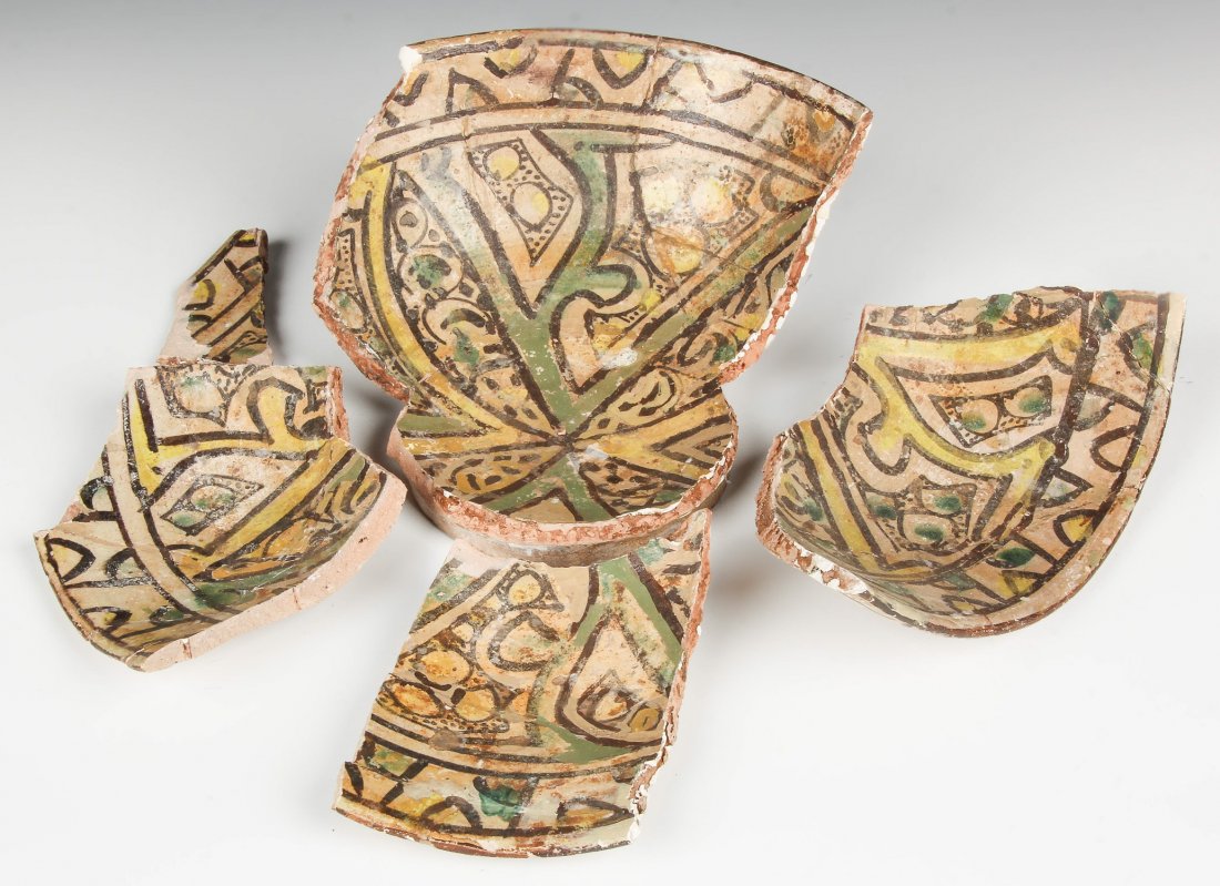 Antique Fragmented Persian Faience Bowl: Antique Fragmented Persian Faience Bowl. Various sized fragments. Estate of Edward Soleimani, Englewood, NJ.