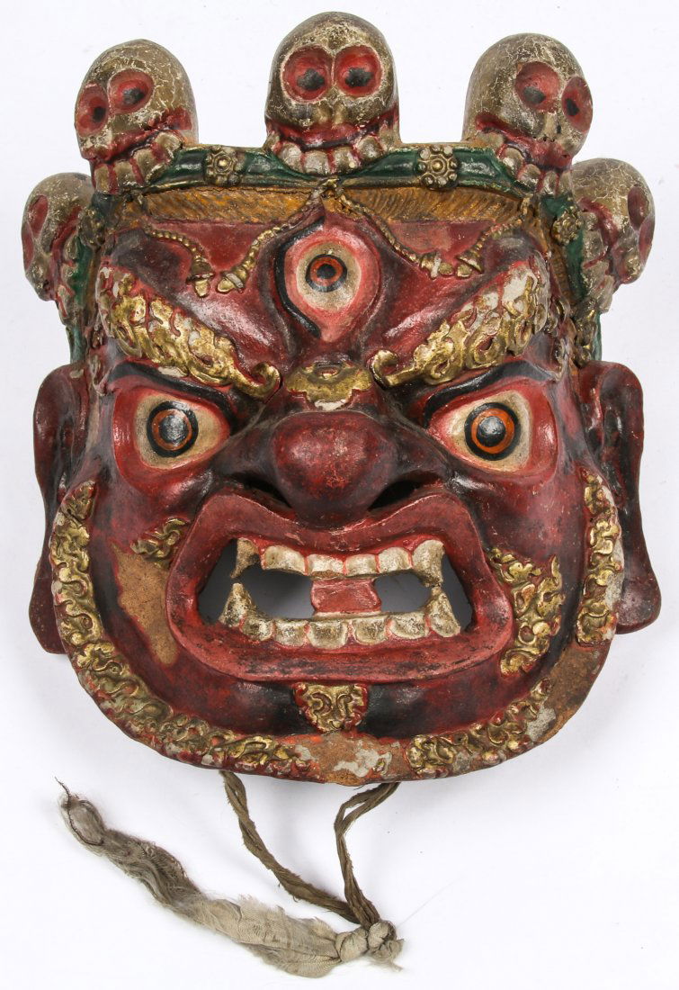 Tibetan Dharmapala Red Dance Mask (1 of 7)
