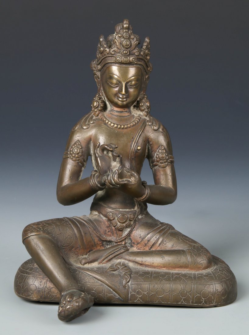 Old Chinese Bronze Seated Buddha (1 of 4)