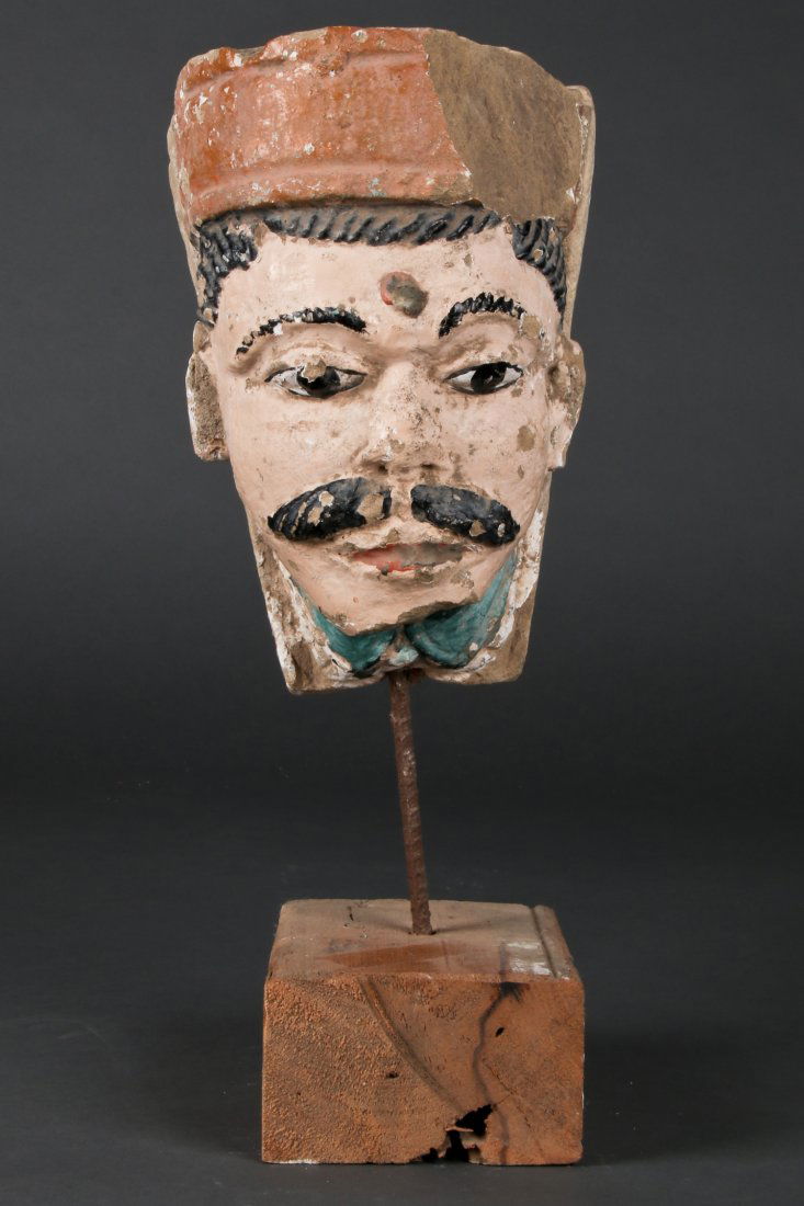 Antique Indian Carved Stone Bust on Stand (1 of 4)