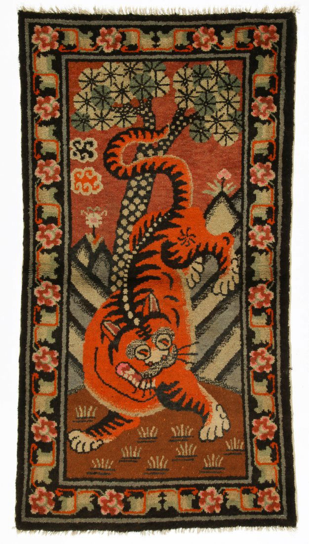 Antique Mongolian Tiger Rug: 3'0'' x 5'3'' (91 x 160 (1 of 5)