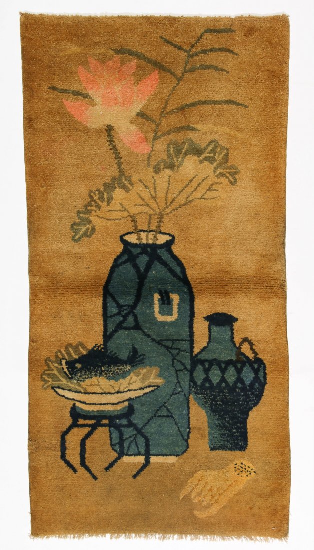 Antique Mongolian Rug: 2'3'' x 4'5'' (69 x 135 cm): Antique Mongolian Rug, China: 2'3'' x 4'5'' (69 x 135 cm).