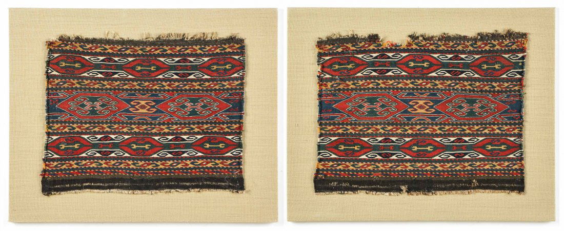 Two Mounted Antique Caucasian Sumak Panels (1 of 8)