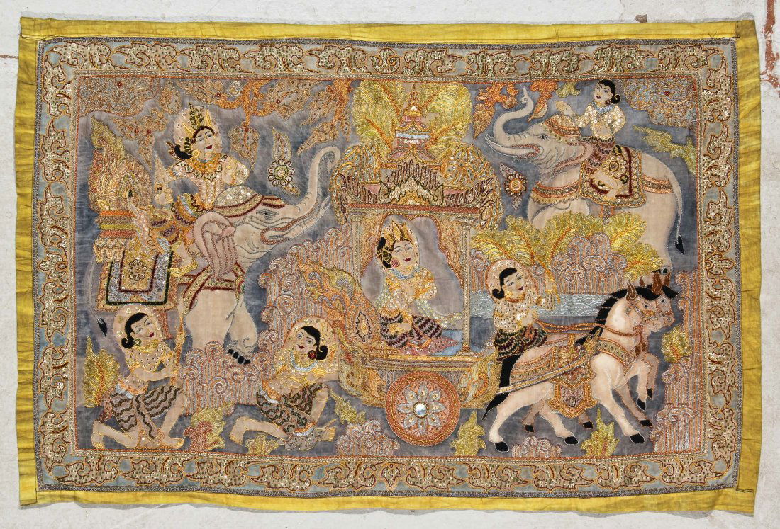 Burmese Kalaga Tapestry, Early 20th C (1 of 5)