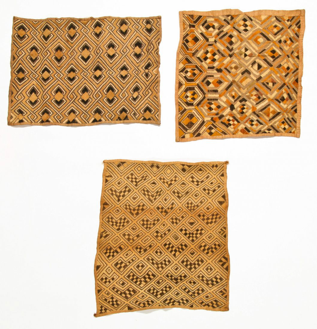 3 Kuba Raffia Embroideries, Early/Mid 20th C (1 of 5)