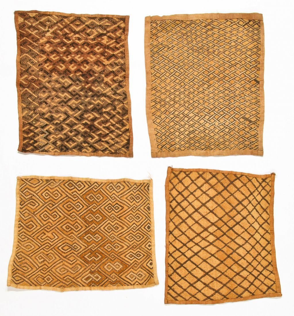 4 Kuba Raffia Embroideries, Early/Mid 20th C (1 of 4)