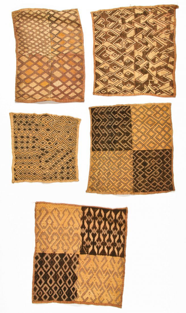 5 Kuba Raffia Embroideries, Early/Mid 20th C (1 of 5)