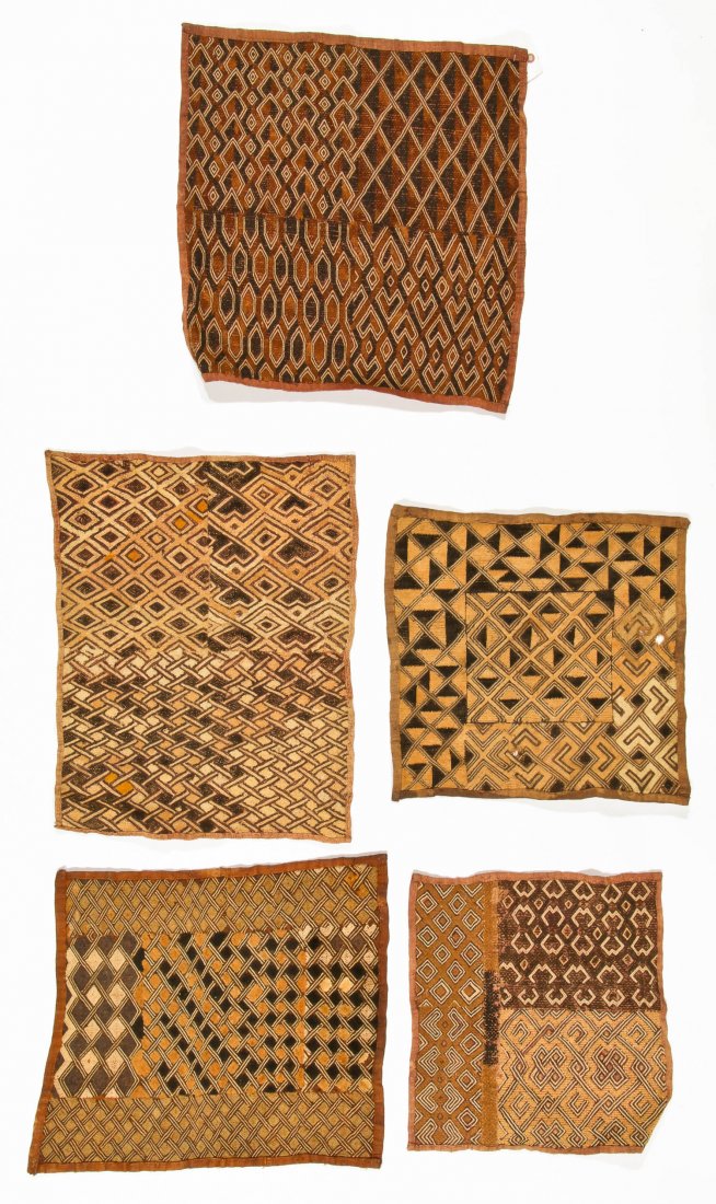 5 Kuba Raffia Embroideries, Early/Mid 20th C (1 of 5)