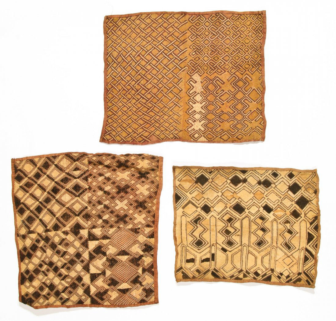 3 Kuba Raffia Embroideries, Early/Mid 20th C (1 of 3)