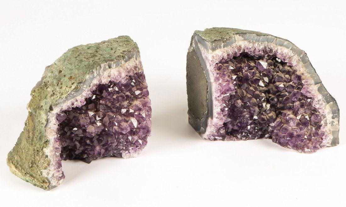 2 Geodes Amethyst Specimen Bookends (1 of 4)