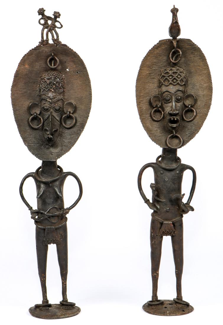 2 Large Ashanti Bronze Figures: 32" (1 of 7)