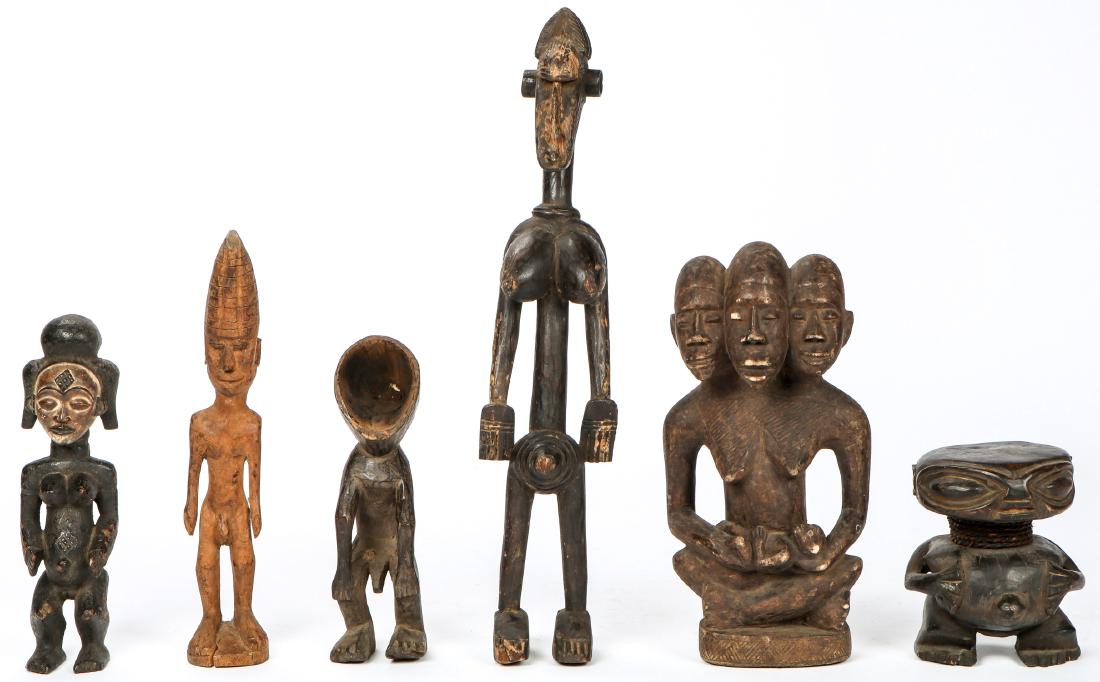 6 Mixed African Tribal Carvings (1 of 3)