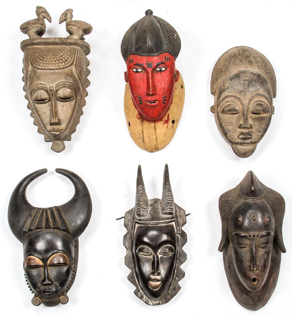 6 Ivory Coast Tribal Masks (1 of 2)