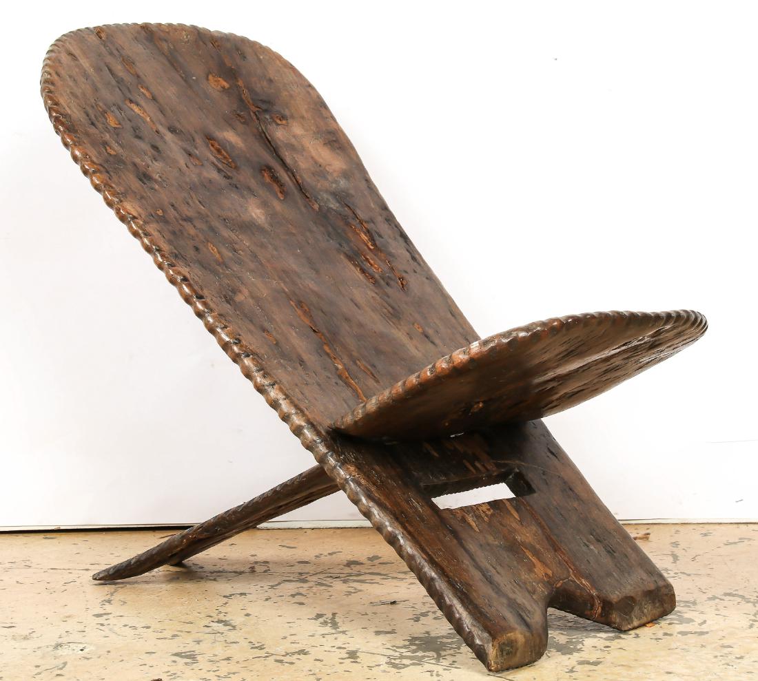 African Carved Wood Birthing Chair