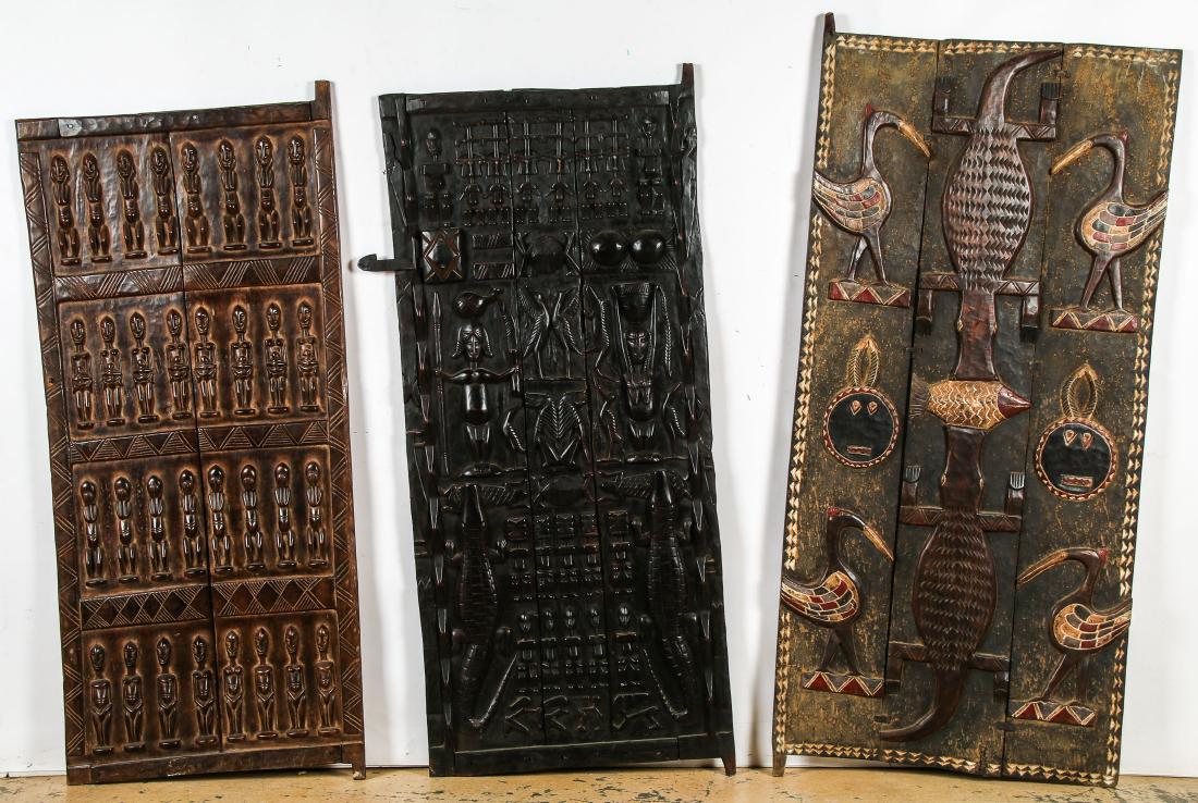 3 African Carved Wood Granary Doors (1 of 2)