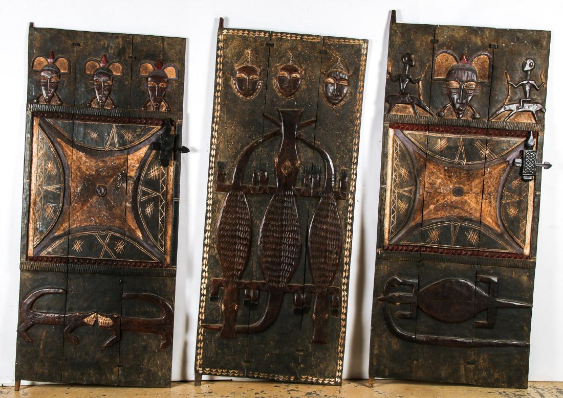 3 African Carved Wood Granary Shutters (1 of 2)