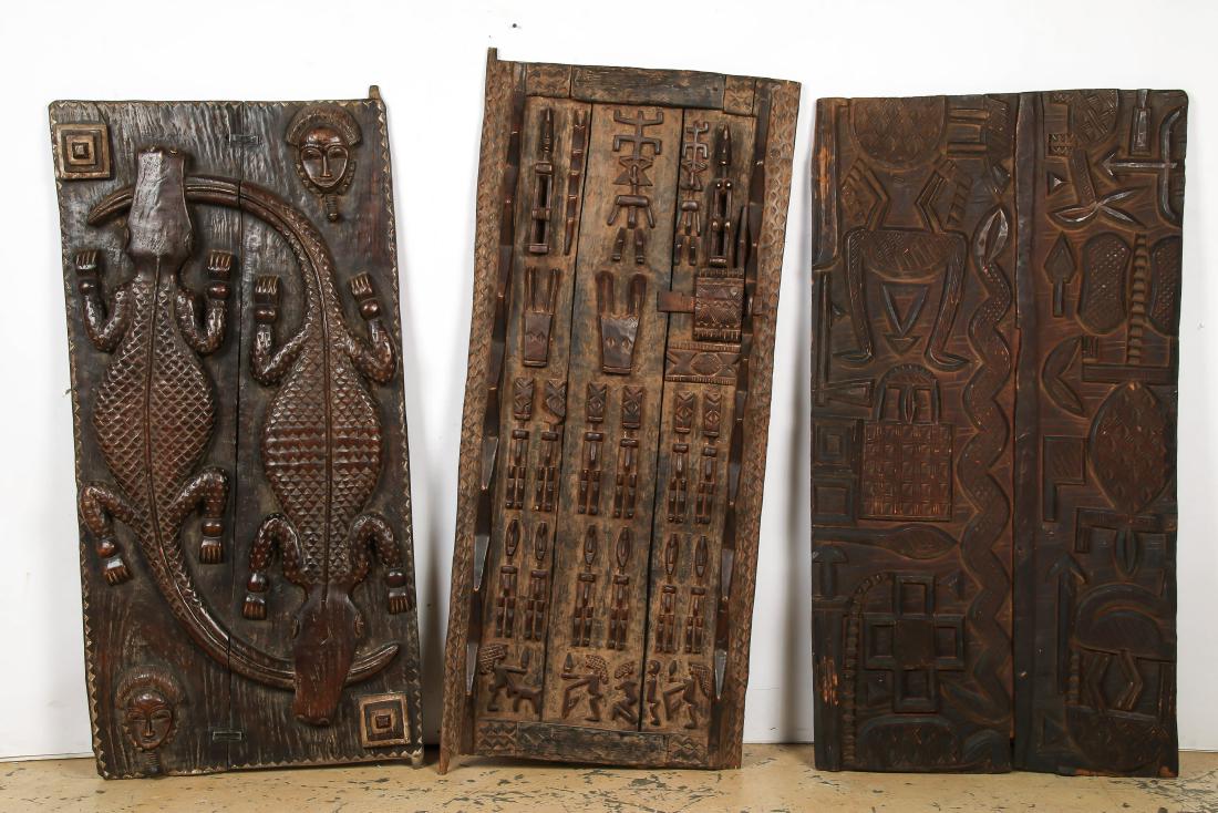 3 Carved Wood African Doors (1 of 2)