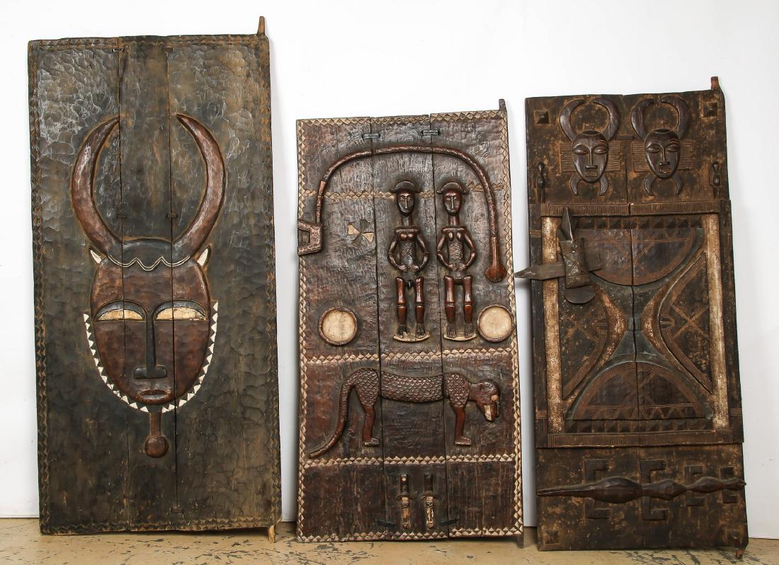 3 Carved Wood Senufo Shutters (1 of 2)