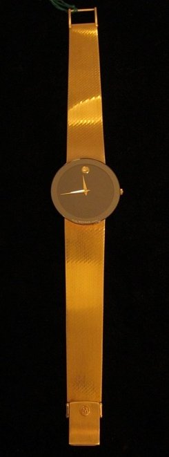 Movado 14k Gold Museum Mens Watch: Movado 14k Gold Museum Mens Watch with uncut bracelet