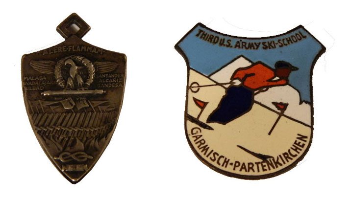 Two Antique Medals. World War II and Korean Confl: Two Antique Medals. Sky Patrol Medal Belonged To Richard (Dick ) McDermott. 1st or 2nd Leutenant World War II and Korean Conflict. Alere-Flammam Civil War Spanish Medal Divisione XXIII Marzo, Fiamme N